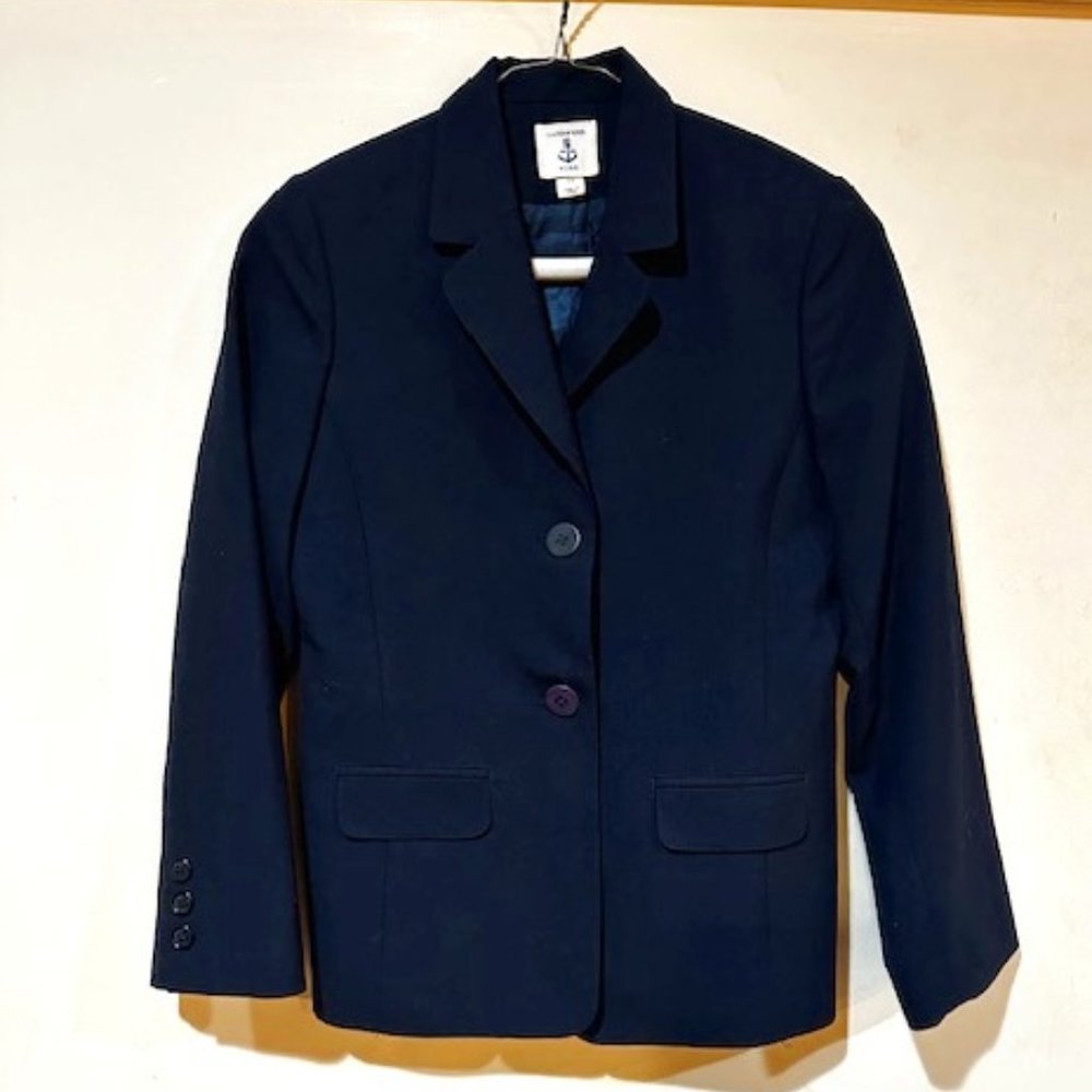 Kids Lands End Two Button Jacket Size 12 Navy Blue with Pockets